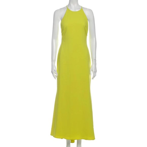 Badgely Mischka Yellow Halterneck Strappy Dress - Picture 1 of 9